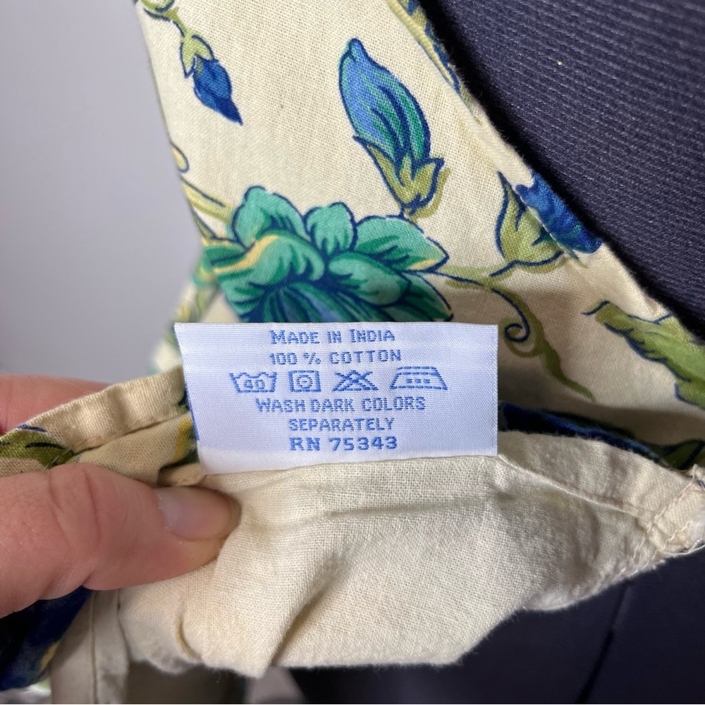April Cornell Butter Yellow Floral Print Tiered Ruffle Dress Apron Holiday - Picture 8 of 8